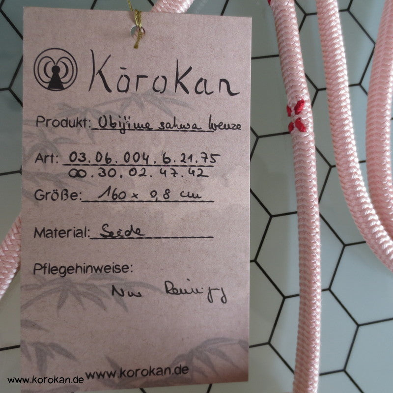 hell rosa mit roten Kreuzen Obijime, geflochten