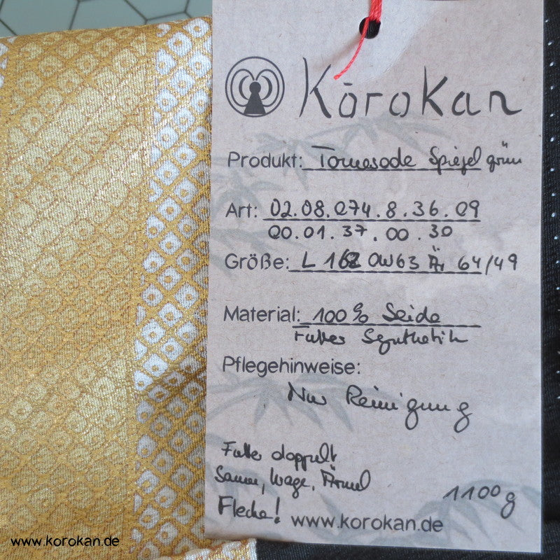 grün - goldene Spiegel Tomesode Seiden Kimono