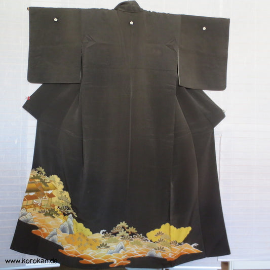 Haus mit Garten - Stickerei Tomesode Seiden Kimono
