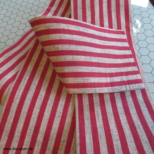 Hanhaba Obi Kimonogürtel, rot grau gestreifte Baumwolle