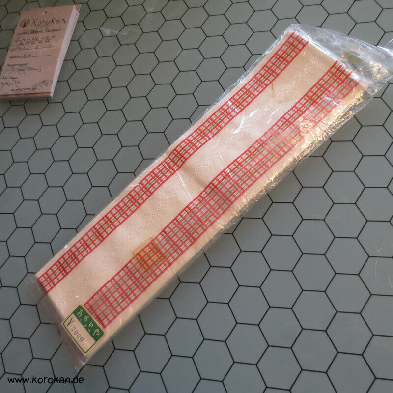 Datejime Kimono Bindeband - mit Karostreifen auf weiß