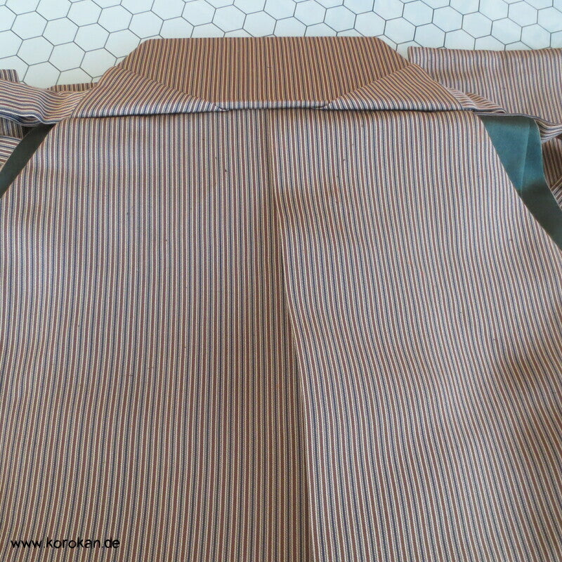 blau - rotbraun, beige gestreifte Hakama Kimonohose - Andon - Rock - Typ