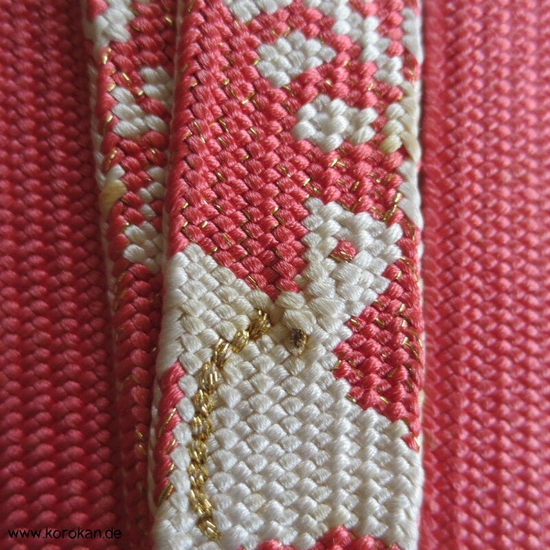 azaleerosa weiß gold Obijime, Seide / Lurex