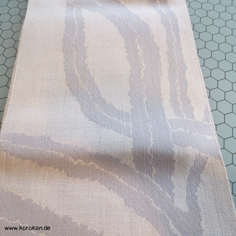 Fukuro Obi grob gewebte Seide mit Algenmuster, hellgrau - grau