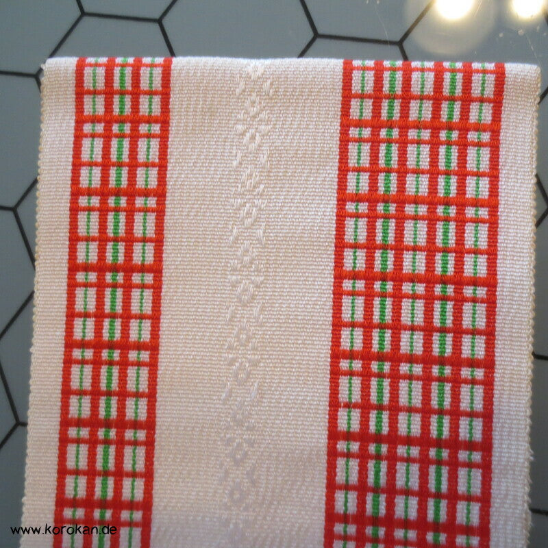 Datejime Kimono Bindeband - mit Karostreifen auf weiß