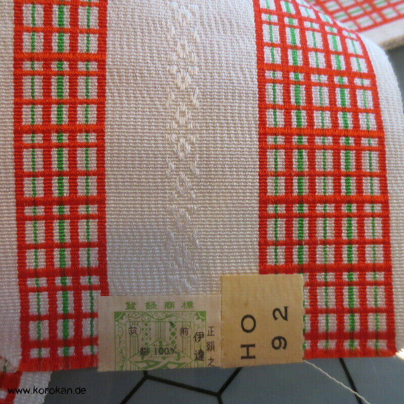 Datejime Kimono Bindeband - mit Karostreifen auf weiß