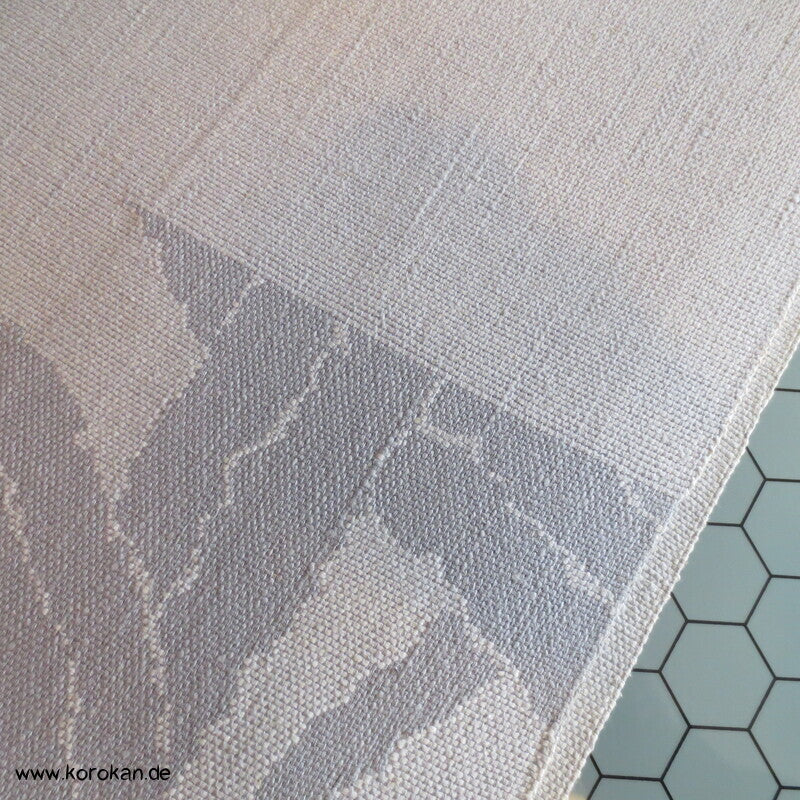 Fukuro Obi grob gewebte Seide mit Algenmuster, hellgrau - grau