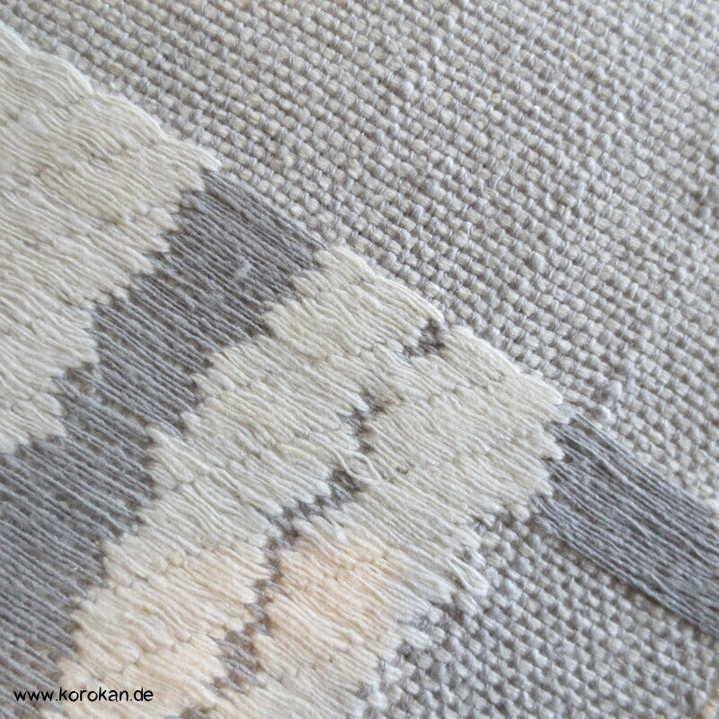 Fukuro Obi grob gewebte Seide mit Algenmuster, hellgrau - grau