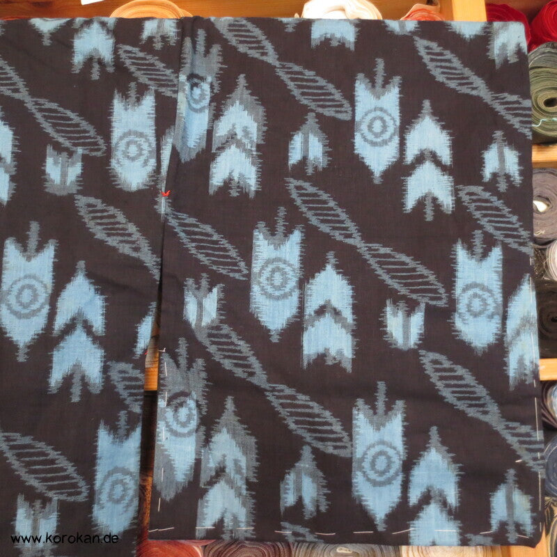 Kurume Kasuri Baumwolle Hitoe Kimono  - Pfeilmuster, Boro