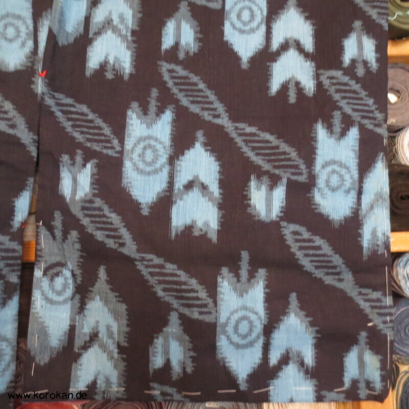 Kurume Kasuri Baumwolle Hitoe Kimono  - Pfeilmuster, Boro