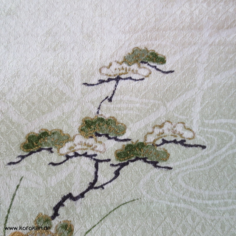 Blumenkarren mit Golddruck Kimono Seide