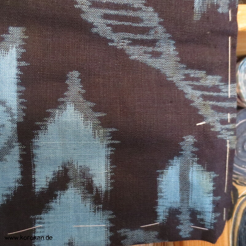 Kurume Kasuri Baumwolle Hitoe Kimono  - Pfeilmuster, Boro