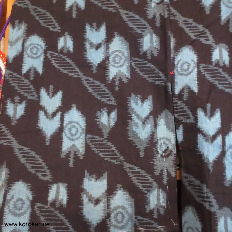 Kurume Kasuri Baumwolle Hitoe Kimono  - Pfeilmuster, Boro