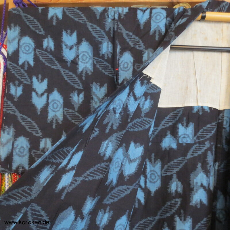 Kurume Kasuri Baumwolle Hitoe Kimono  - Pfeilmuster, Boro