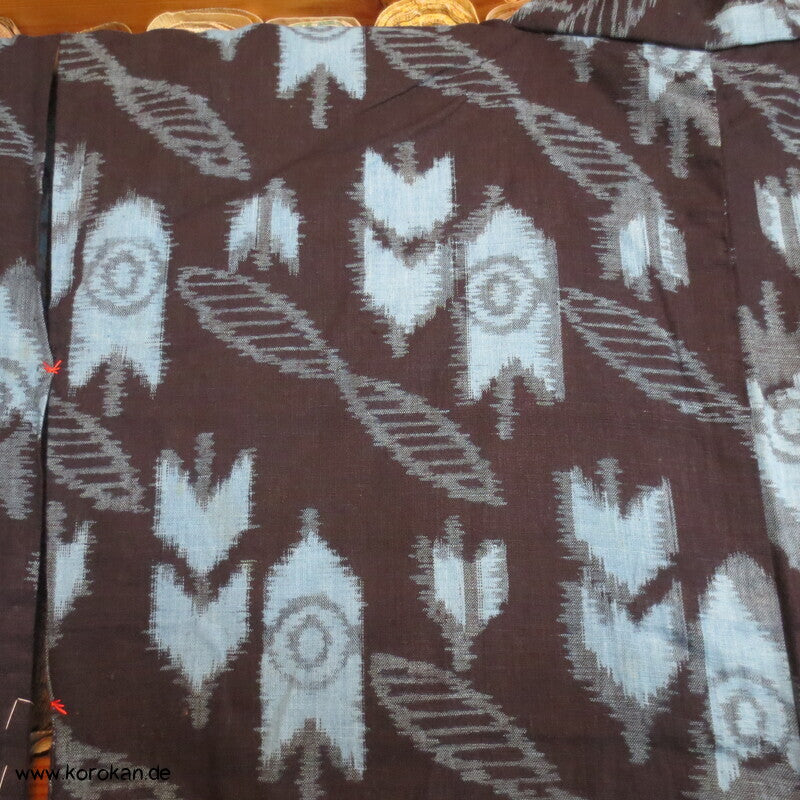 Kurume Kasuri Baumwolle Hitoe Kimono  - Pfeilmuster, Boro