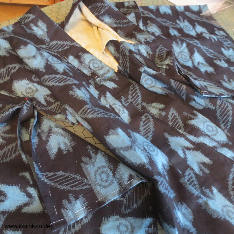 Kurume Kasuri Baumwolle Hitoe Kimono  - Pfeilmuster, Boro
