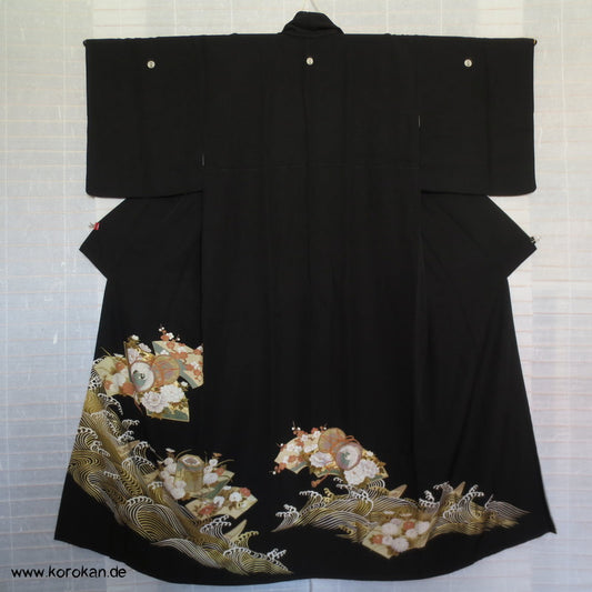 Tsunami Wellen mit Phönix Tomesode Seiden Kimono