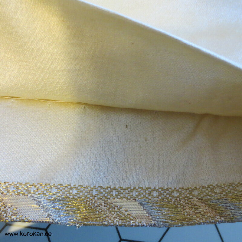 goldene Tsunami Wellen Brokat Fukuro Obi Seidenbrokat Kimonogürtel