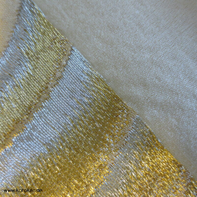 goldene Tsunami Wellen Brokat Fukuro Obi Seidenbrokat Kimonogürtel