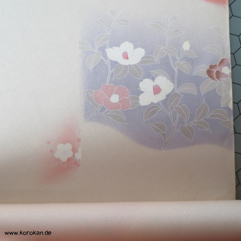 Kirschzweige, andere Blumen, teilbestickt Tanmono