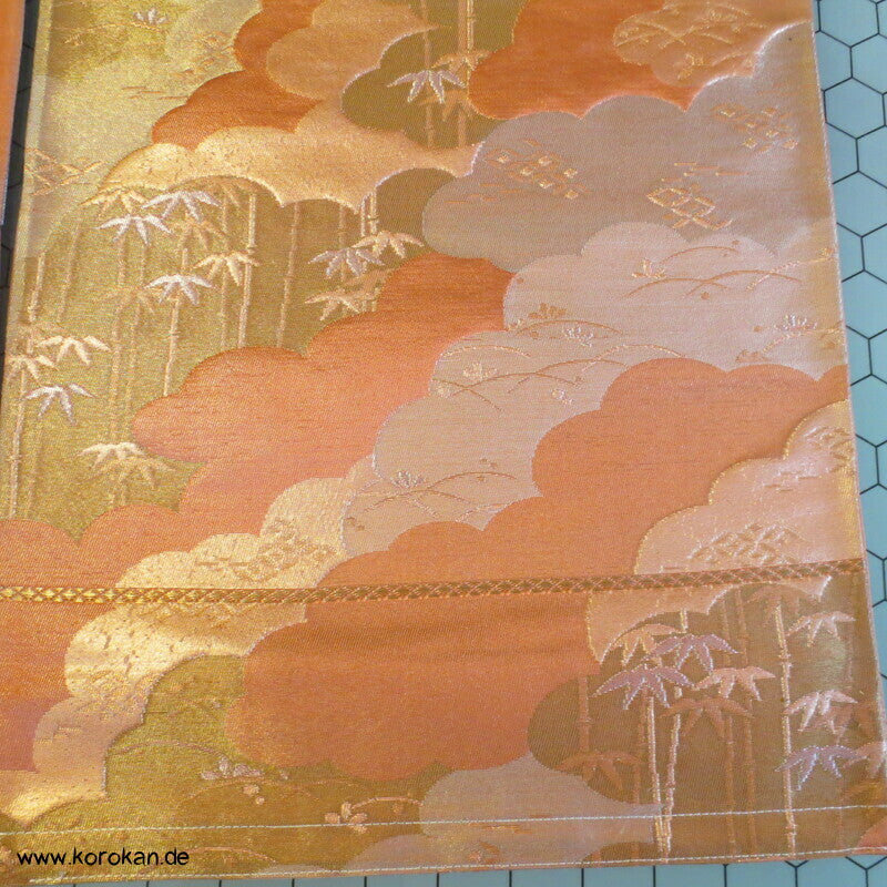 Upcycling Seidenbrokat Vorhangschal aus Fukuro Obi