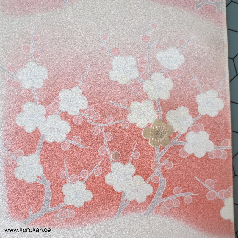 Kirschzweige, andere Blumen, teilbestickt Tanmono