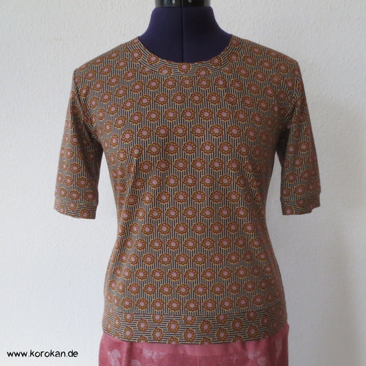 Blumen in Streifen Baumwolljersey kurzarm T Shirt