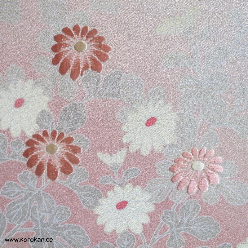 Kirschzweige, andere Blumen, teilbestickt Tanmono