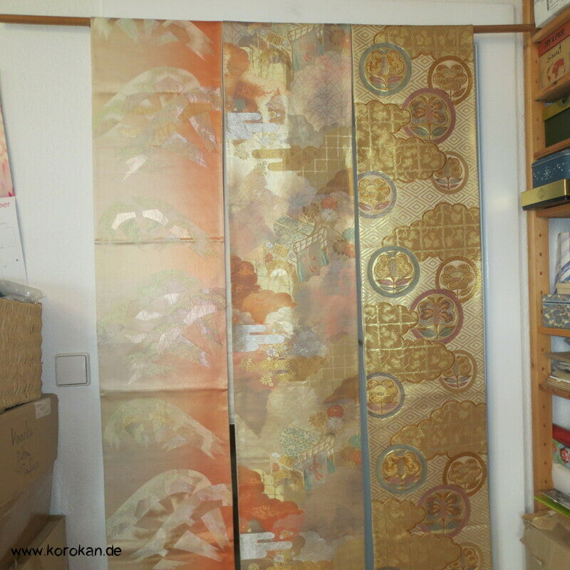 Upcycling Seidenbrokat Vorhangschal aus Fukuro Obi