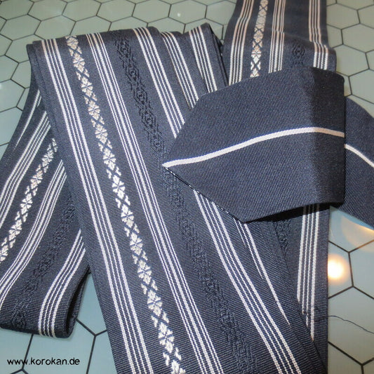 Datejime Seiden Kimono Gürtel Hakata Blau doppelseitig