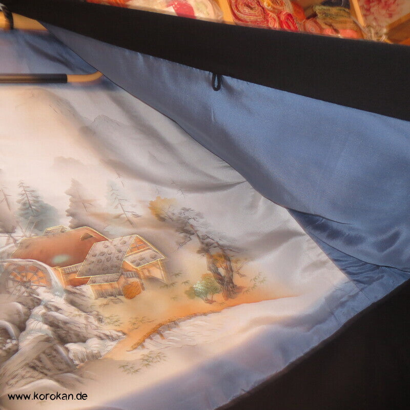 Haori Kimono Jacke Cool Wool Anzugstoff , handgemaltes Futter, Anfertigung