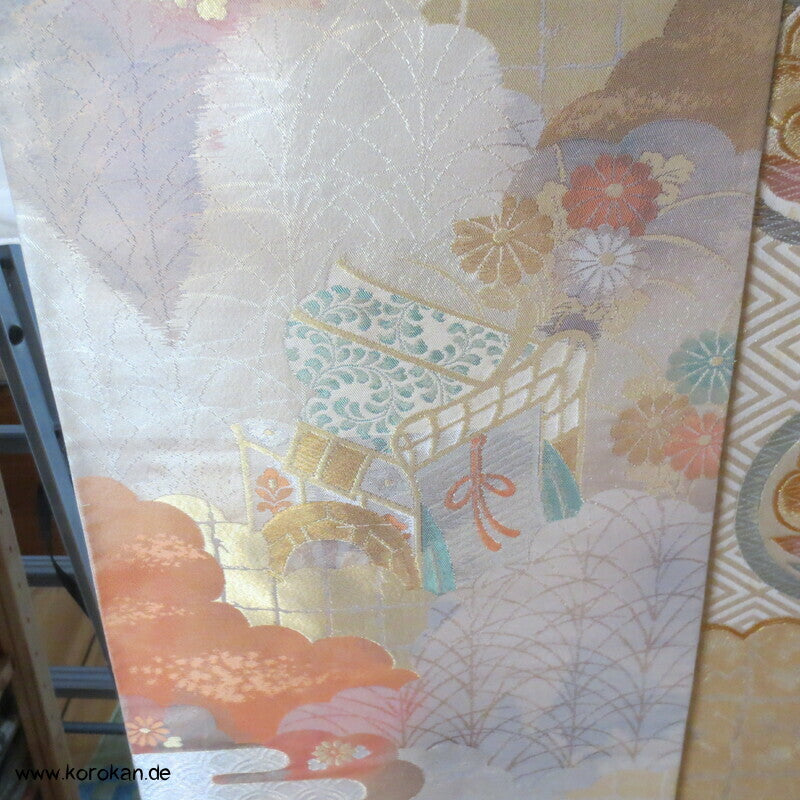 Upcycling Seidenbrokat Vorhangschal aus Fukuro Obi