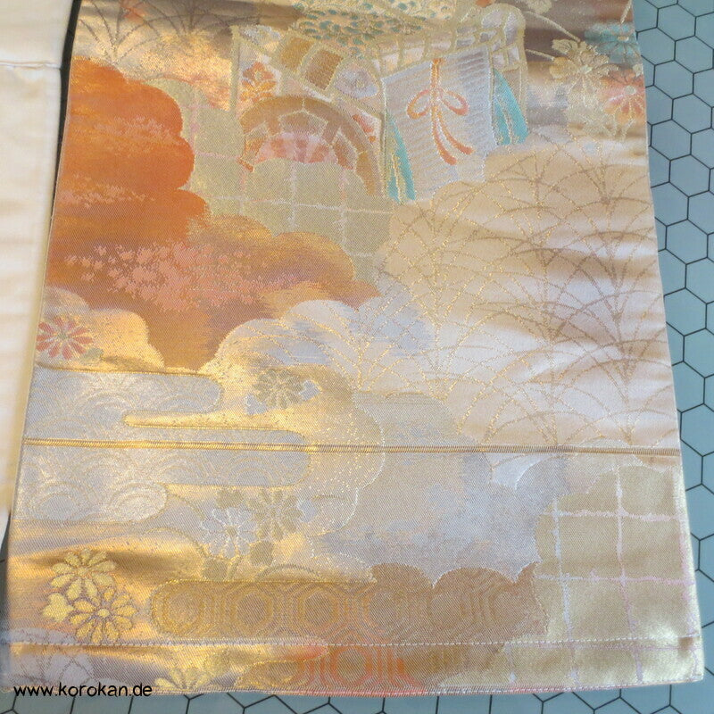 Upcycling Seidenbrokat Vorhangschal aus Fukuro Obi