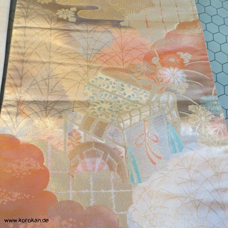 Upcycling Seidenbrokat Vorhangschal aus Fukuro Obi