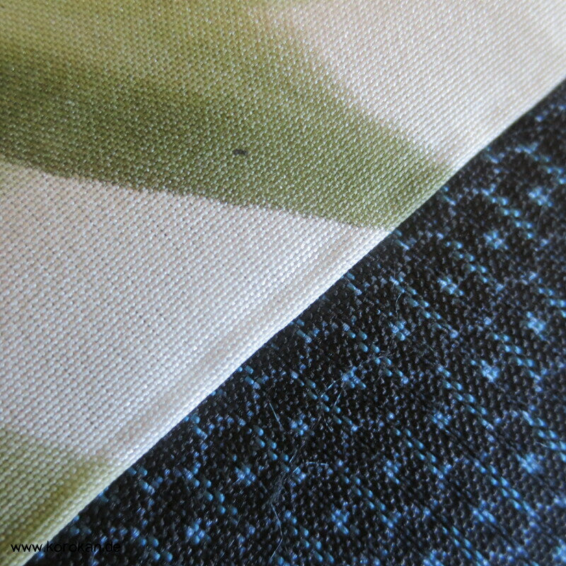 Spatz im Bambus, Gedicht im Futter, Haori Seiden Kasuri Tsumugi Männer Kimono Jacke