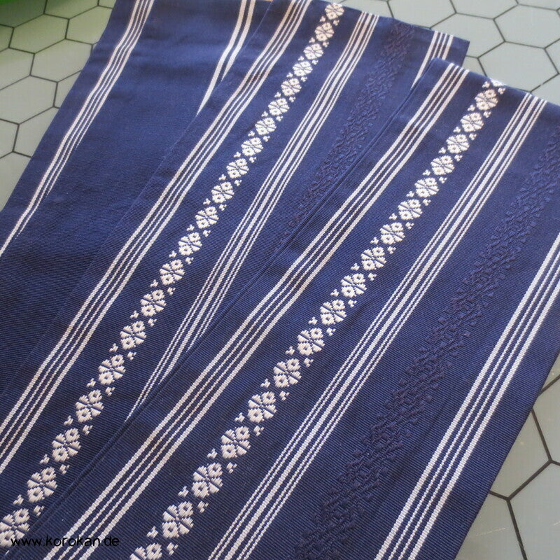 Kaku Obi / Datejime Seiden Kimono Gürtel Hakata Blau