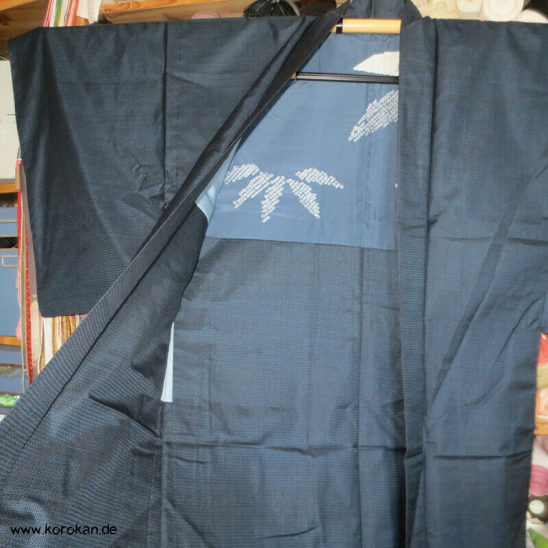 Bambus Shibori Futter Haori Kimono Jacke, Tsumugi Seide