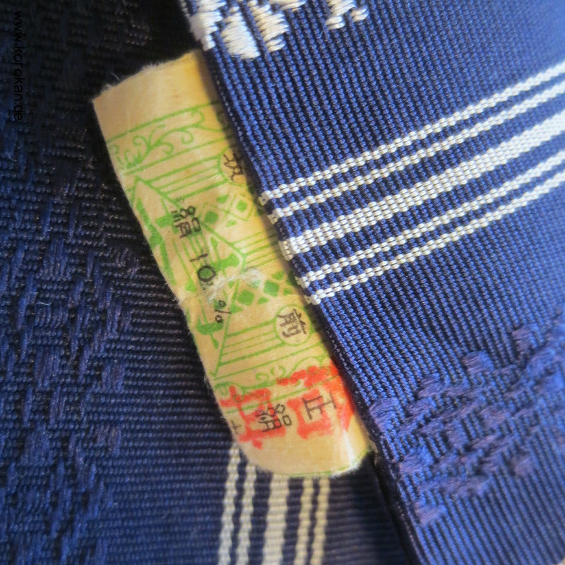 Kaku Obi / Datejime Seiden Kimono Gürtel Hakata Blau