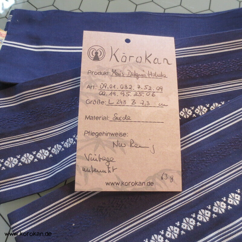 Kaku Obi / Datejime Seiden Kimono Gürtel Hakata Blau