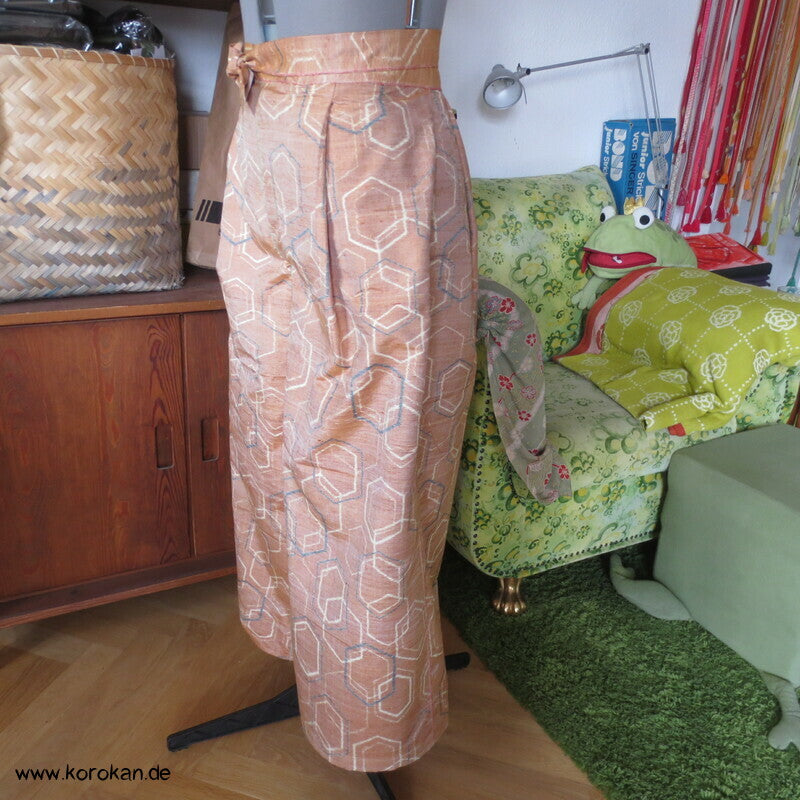 Kimono Seide Wickel Culotte Hose, Tsumugi Kasuri Kikko