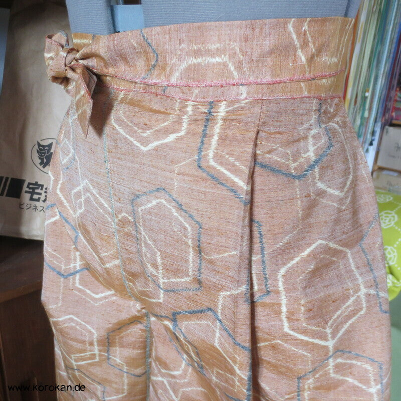 Kimono Seide Wickel Culotte Hose, Tsumugi Kasuri Kikko