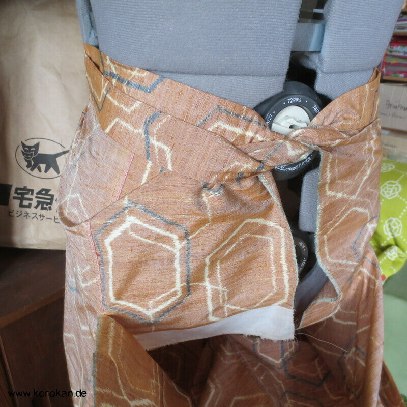 Kimono Seide Wickel Culotte Hose, Tsumugi Kasuri Kikko