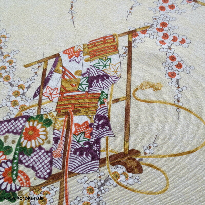 Tagasode, Kimono Hänger Chirimen Crepe Kimono Seide