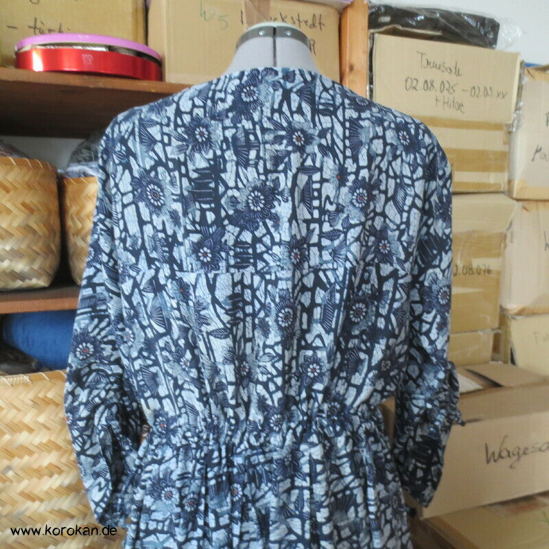 Zero Waste Kleid Bingata Batik Chirimen Crepe Seide