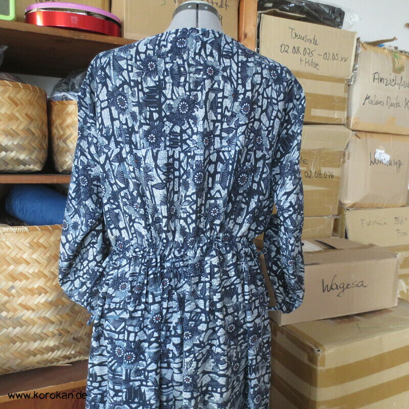 Zero Waste Kleid Bingata Batik Chirimen Crepe Seide