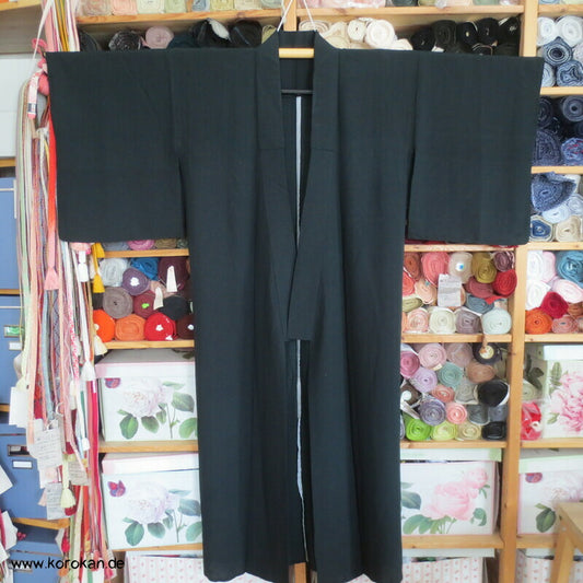 Hitoe Sha Seiden Kimono, anthrazit, halbtransparent