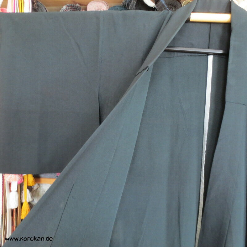 Hitoe Sha Seiden Kimono, anthrazit, halbtransparent