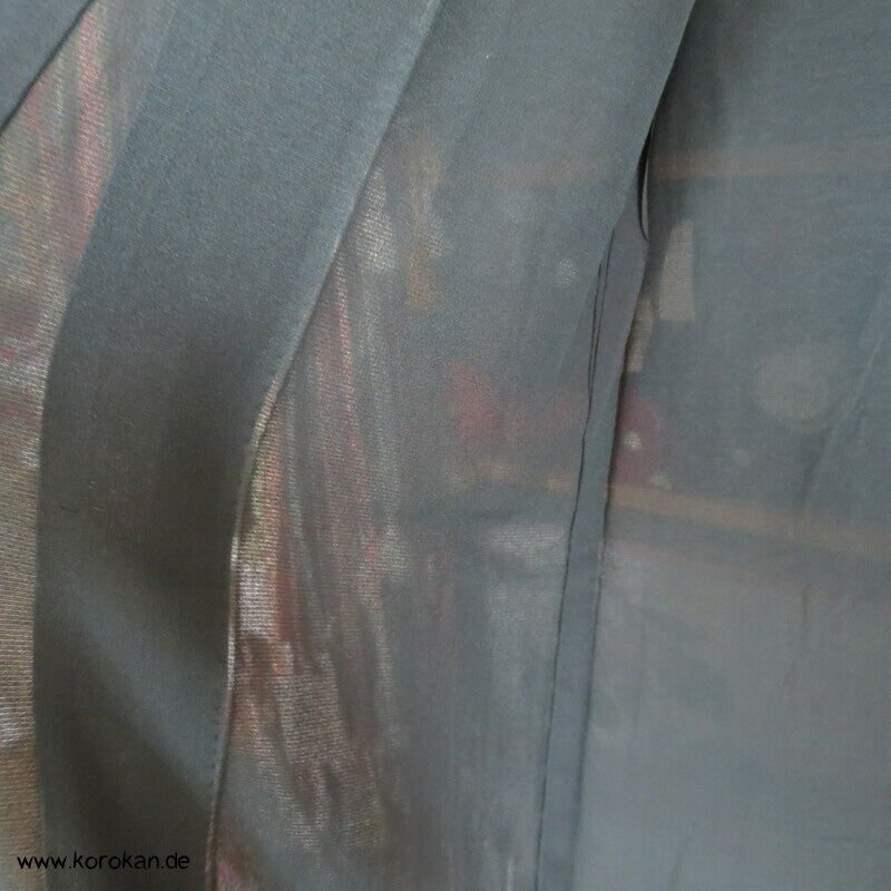 Hitoe Sha Seiden Kimono, anthrazit, halbtransparent