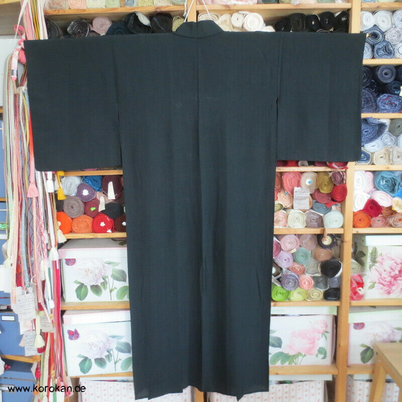 Hitoe Sha Seiden Kimono, anthrazit, halbtransparent