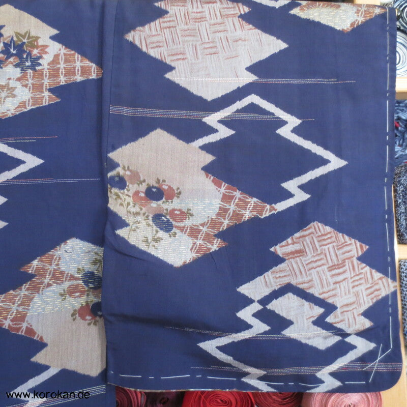 Japan Art Deco Matsukawabishi Zacken Meisen Seiden Haori - Jacke